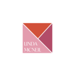 Pink square logo with Linda McNeil inside